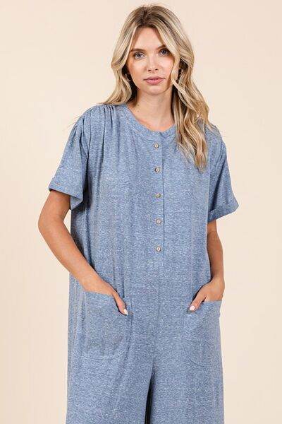 Mittoshop Button Detail Wide Leg Jumpsuit for Women - Shop Style & More | Fresh Looks, Everyday Deals & Free Shipping