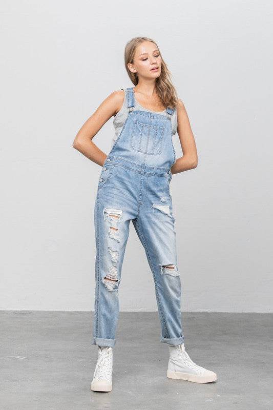 Patch Pocket Ripped Denim Overalls - Shop Style & More | Fresh Looks, Everyday Deals & Free Shipping