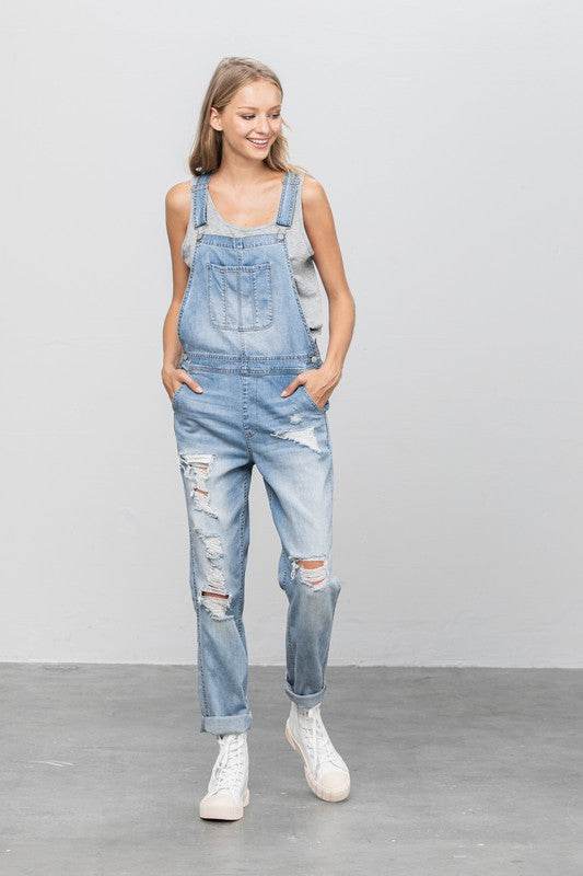 Patch Pocket Ripped Denim Overalls - Shop Style & More | Fresh Looks, Everyday Deals & Free Shipping