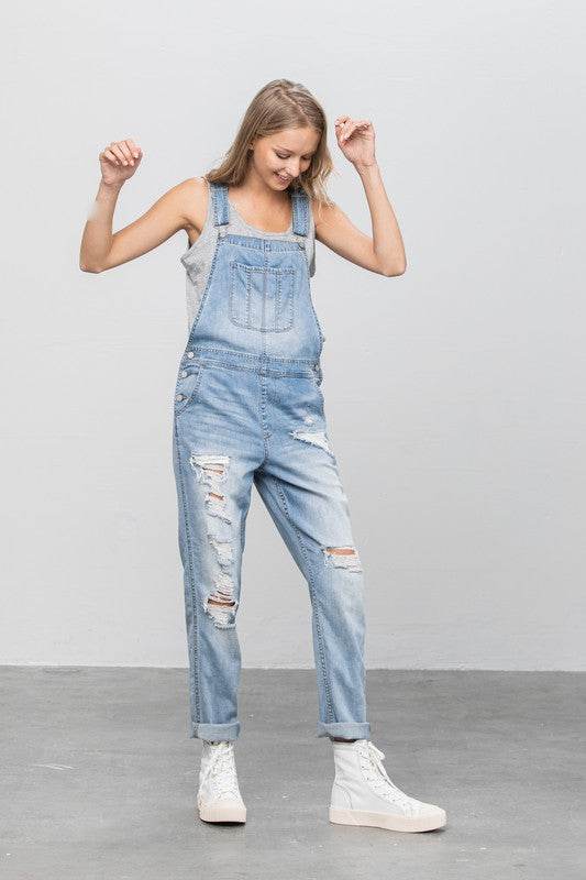 Patch Pocket Ripped Denim Overalls - Shop Style & More | Fresh Looks, Everyday Deals & Free Shipping