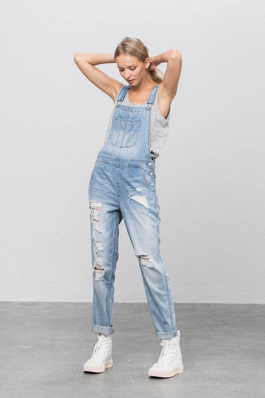Patch Pocket Ripped Denim Overalls - Shop Style & More | Fresh Looks, Everyday Deals & Free Shipping
