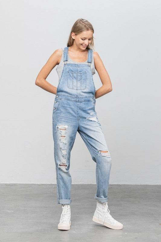 Patch Pocket Ripped Denim Overalls - Shop Style & More | Fresh Looks, Everyday Deals & Free Shipping