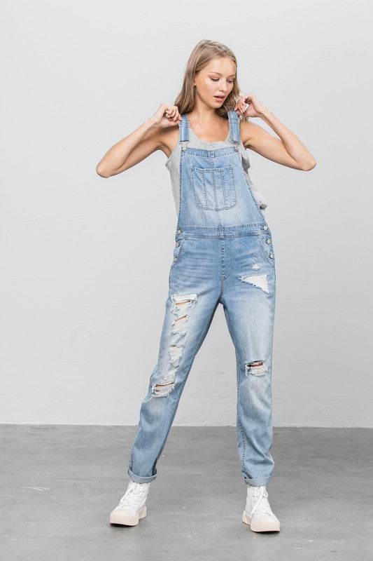 Patch Pocket Ripped Denim Overalls - Shop Style & More | Fresh Looks, Everyday Deals & Free Shipping