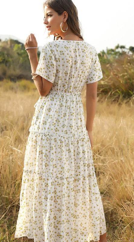 V neck floral tiered midi dress - Shop Style & More | Fresh Looks, Everyday Deals & Free Shipping