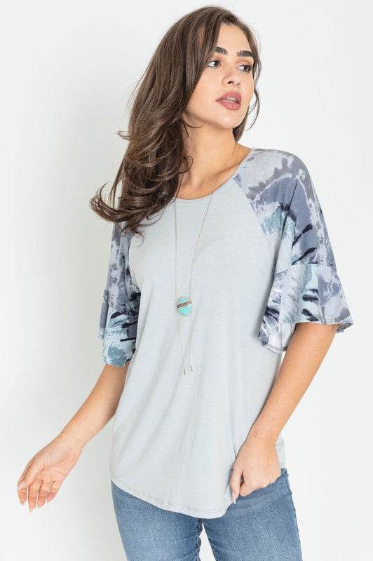 Tie Dye Ruffle Sleeve Tunic - Shop Style & More | Fresh Looks, Everyday Deals & Free Shipping