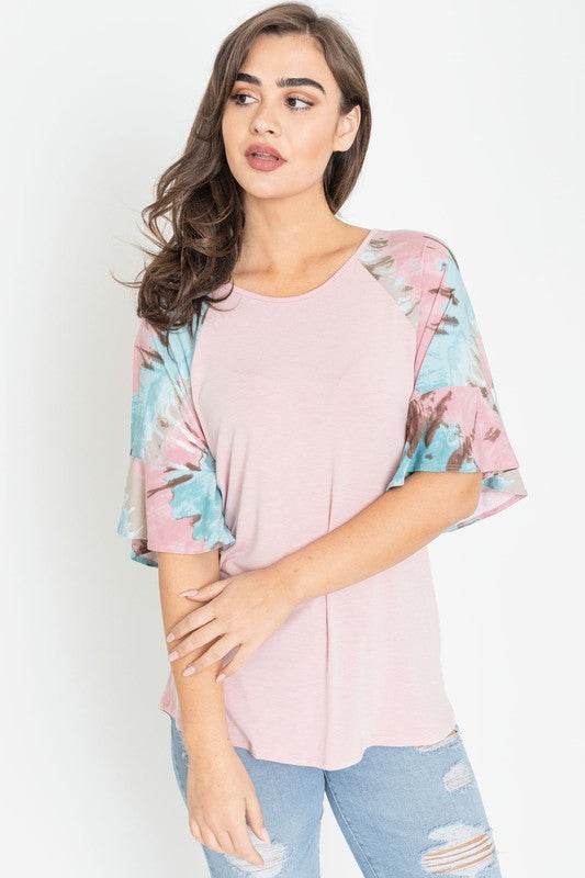 Tie Dye Ruffle Sleeve Tunic - Shop Style & More | Fresh Looks, Everyday Deals & Free Shipping