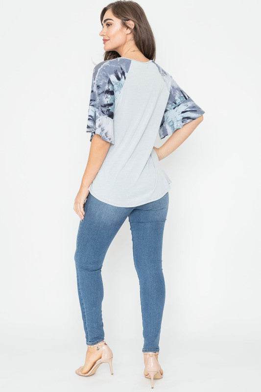 Tie Dye Ruffle Sleeve Tunic - Shop Style & More | Fresh Looks, Everyday Deals & Free Shipping