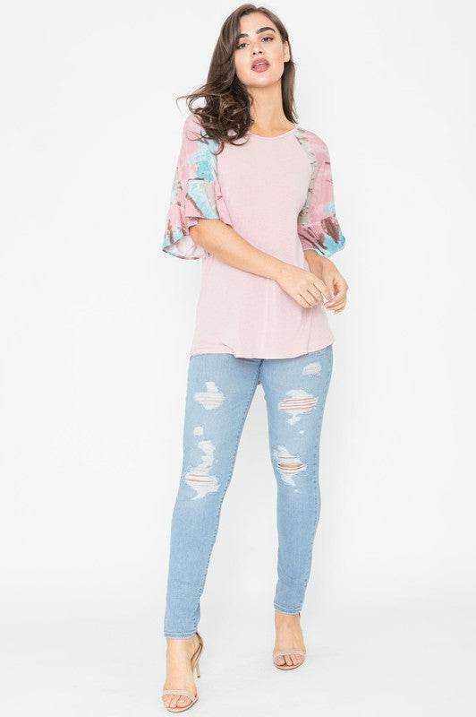 Tie Dye Ruffle Sleeve Tunic - Shop Style & More | Fresh Looks, Everyday Deals & Free Shipping