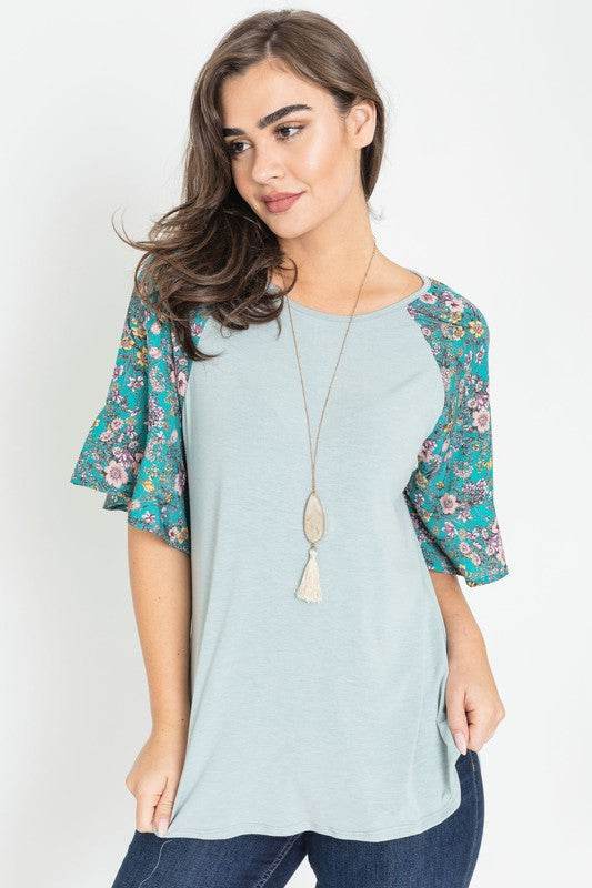 Floral Ruffle Sleeve Tunic - Shop Style & More | Fresh Looks, Everyday Deals & Free Shipping