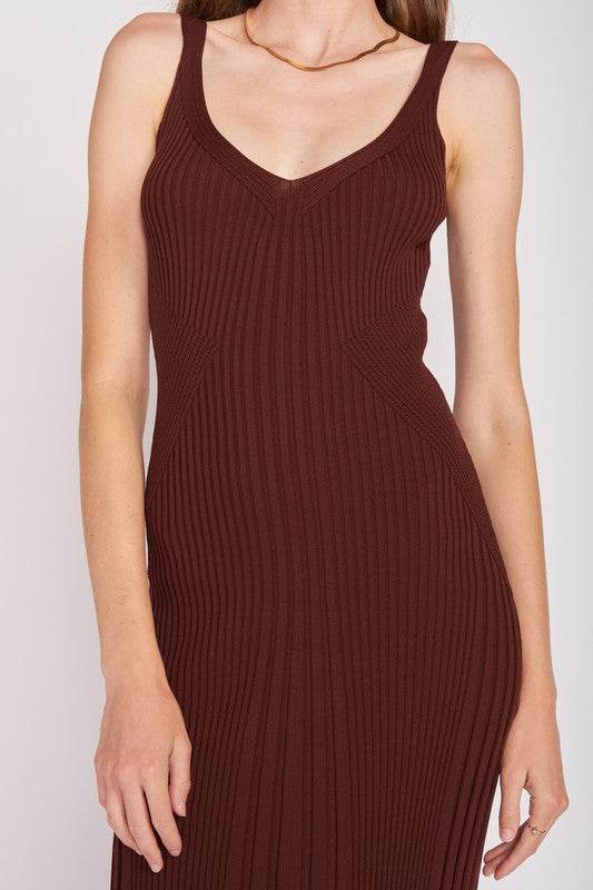 V NECK RIBBED MIDI DRESS WITH OPEN BACK - Shop Style & More | Fresh Looks, Everyday Deals & Free Shipping