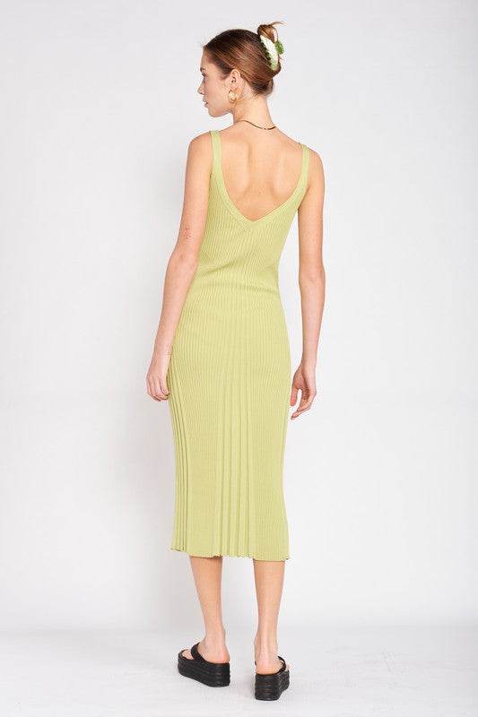 V NECK RIBBED MIDI DRESS WITH OPEN BACK - Shop Style & More | Fresh Looks, Everyday Deals & Free Shipping