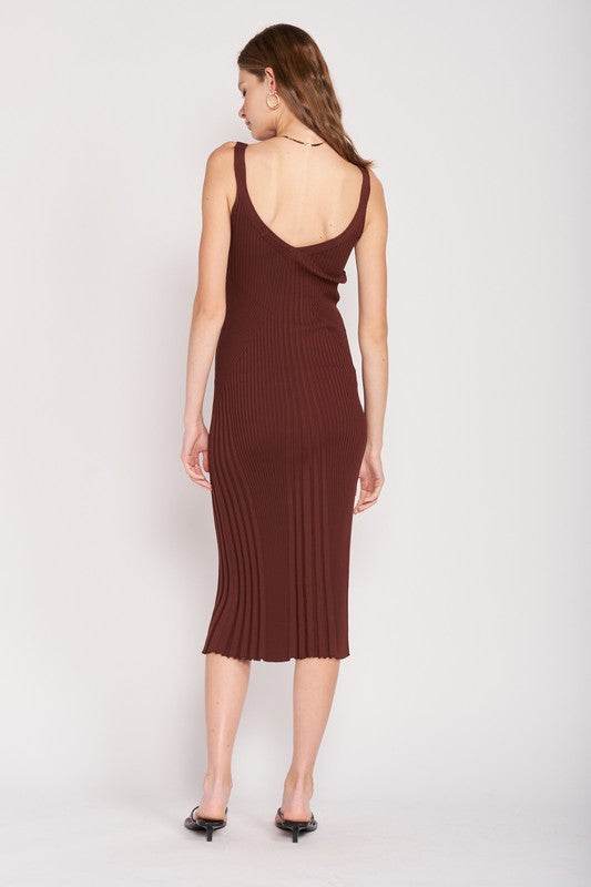 V NECK RIBBED MIDI DRESS WITH OPEN BACK - Shop Style & More | Fresh Looks, Everyday Deals & Free Shipping