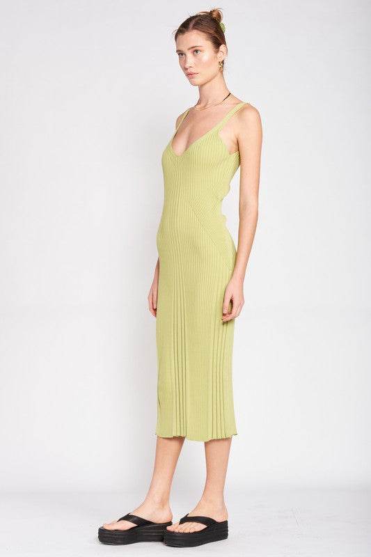 V NECK RIBBED MIDI DRESS WITH OPEN BACK - Shop Style & More | Fresh Looks, Everyday Deals & Free Shipping
