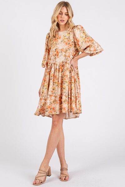Mittoshop Flower Print Linen Blend Babydoll Mini Dress - Shop Style & More | Fresh Looks, Everyday Deals & Free Shipping