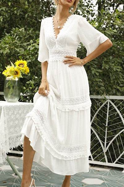 V-neck maxi dress with lace detailing - Shop Style & More | Fresh Looks, Everyday Deals & Free Shipping