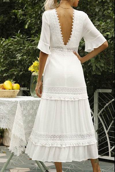 V-neck maxi dress with lace detailing - Shop Style & More | Fresh Looks, Everyday Deals & Free Shipping