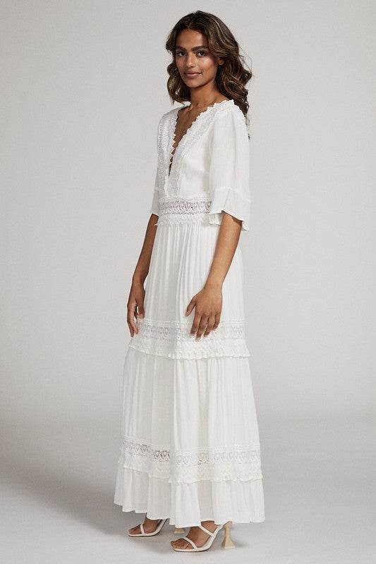 V-neck maxi dress with lace detailing - Shop Style & More | Fresh Looks, Everyday Deals & Free Shipping