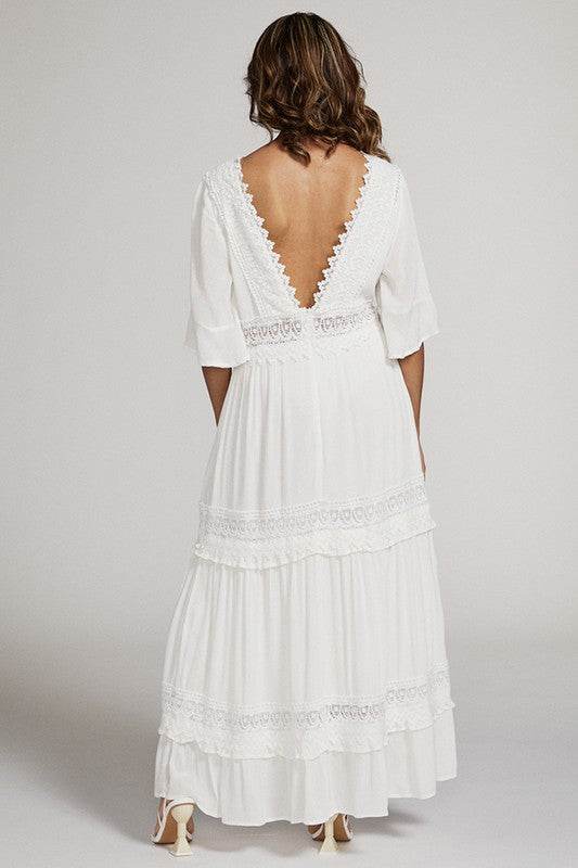 V-neck maxi dress with lace detailing - Shop Style & More | Fresh Looks, Everyday Deals & Free Shipping