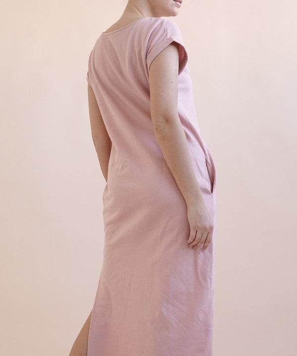BRUSHED ORGANIC HEMP Side Slit Maxi Dress - Shop Style & More | Fresh Looks, Everyday Deals & Free Shipping