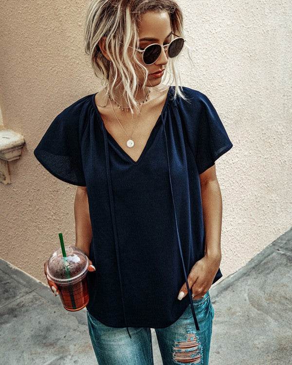 Front Tie Top V-Neck - Shop Style & More | Fresh Looks, Everyday Deals & Free Shipping