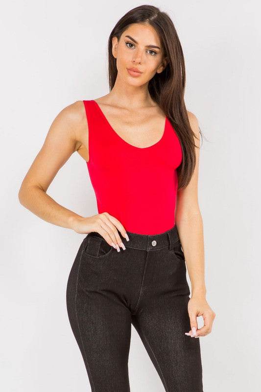 Reversible V-Neck Basic Tank Top Thong Bodysuit - Shop Style & More | Fresh Looks, Everyday Deals & Free Shipping