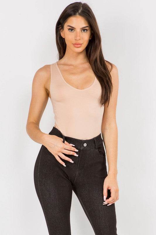 Reversible V-Neck Basic Tank Top Thong Bodysuit - Shop Style & More | Fresh Looks, Everyday Deals & Free Shipping