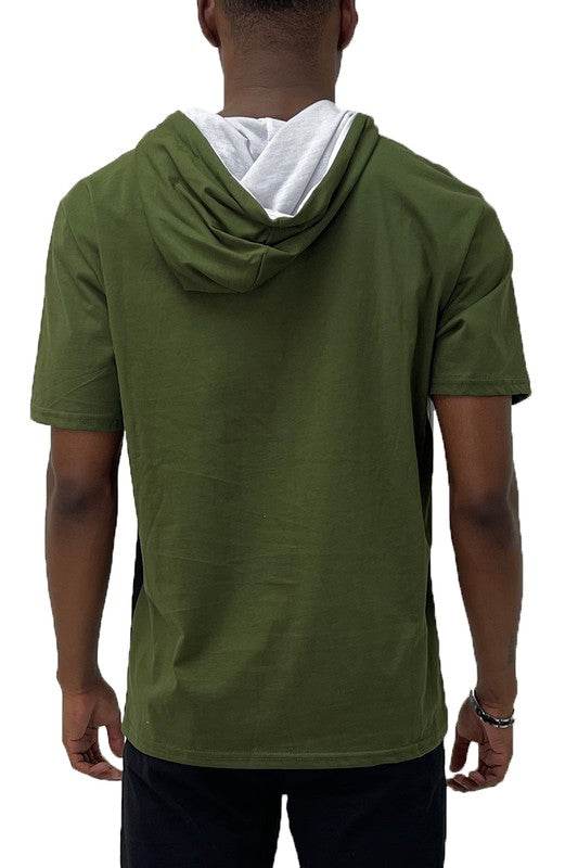SOLID COLOR BLOCK SHORT SLEEVE HOODIE - Shop Style & More | Fresh Looks, Everyday Deals & Free Shipping