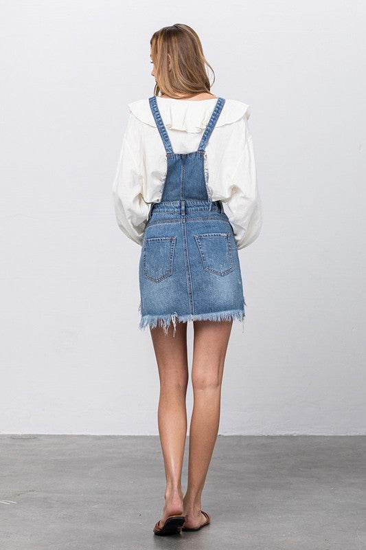 Frayed Denim Overalls Dress - Shop Style & More | Fresh Looks, Everyday Deals & Free Shipping