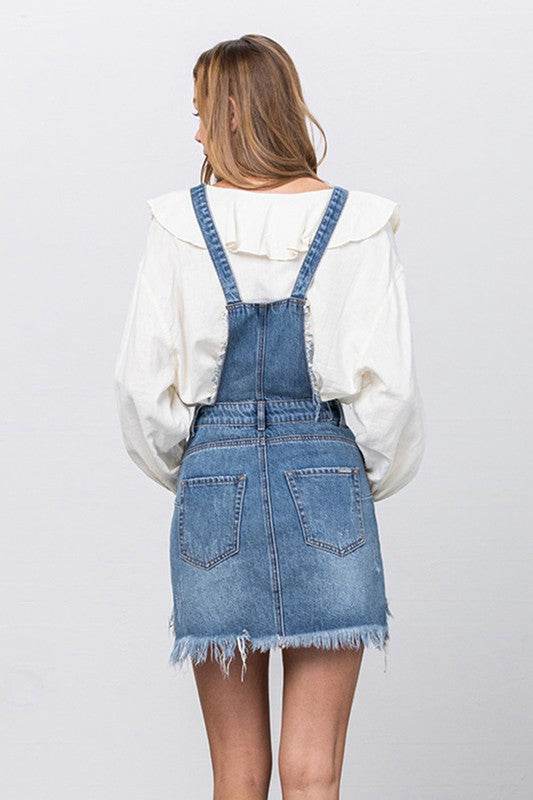 Frayed Denim Overalls Dress - Shop Style & More | Fresh Looks, Everyday Deals & Free Shipping