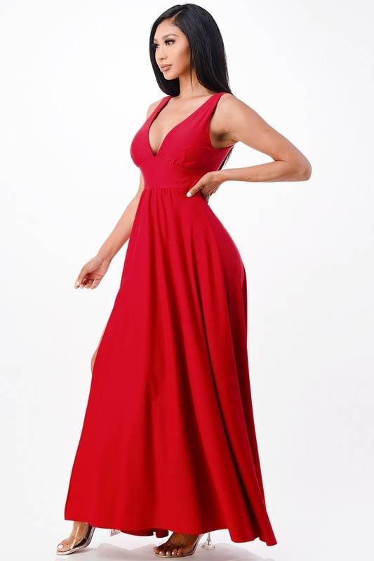 dull tricot deep V neck A line dress - Shop Style & More | Fresh Looks, Everyday Deals & Free Shipping