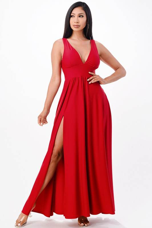 dull tricot deep V neck A line dress - Shop Style & More | Fresh Looks, Everyday Deals & Free Shipping