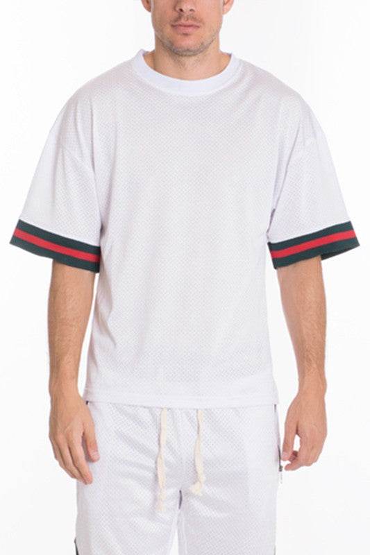 MESH SLEEVE TAPE ATHLETIC TSHIRT - Shop Style & More | Fresh Looks, Everyday Deals & Free Shipping