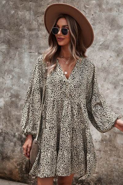 Dotted ruffled long sleeve tiered dress - Shop Style & More | Fresh Looks, Everyday Deals & Free Shipping
