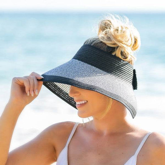Two Tone Bow Foldable Roll Up Summer Beach Visor - Shop Style & More | Fresh Looks, Everyday Deals & Free Shipping