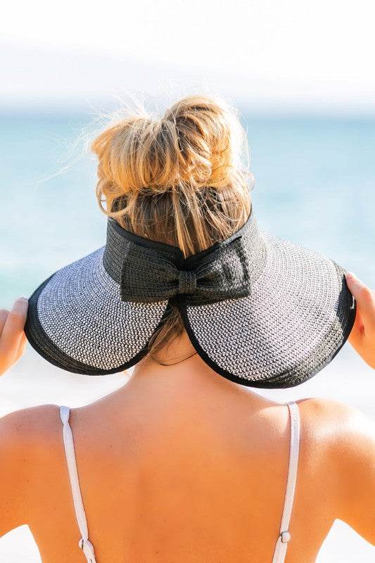 Two Tone Bow Foldable Roll Up Summer Beach Visor - Shop Style & More | Fresh Looks, Everyday Deals & Free Shipping
