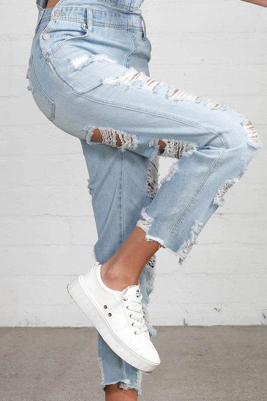 HEAVY DISTRESSED STRAIGHT FIT OVERALL - Shop Style & More | Fresh Looks, Everyday Deals & Free Shipping