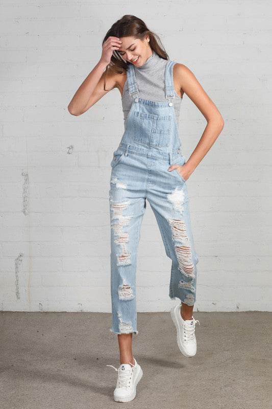 HEAVY DISTRESSED STRAIGHT FIT OVERALL - Shop Style & More | Fresh Looks, Everyday Deals & Free Shipping
