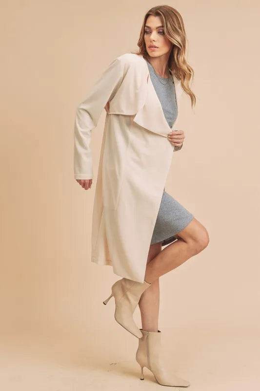 Aemi + Co Open Front Long Sleeve Longline Coat - Shop Style & More | Fresh Looks, Everyday Deals & Free Shipping