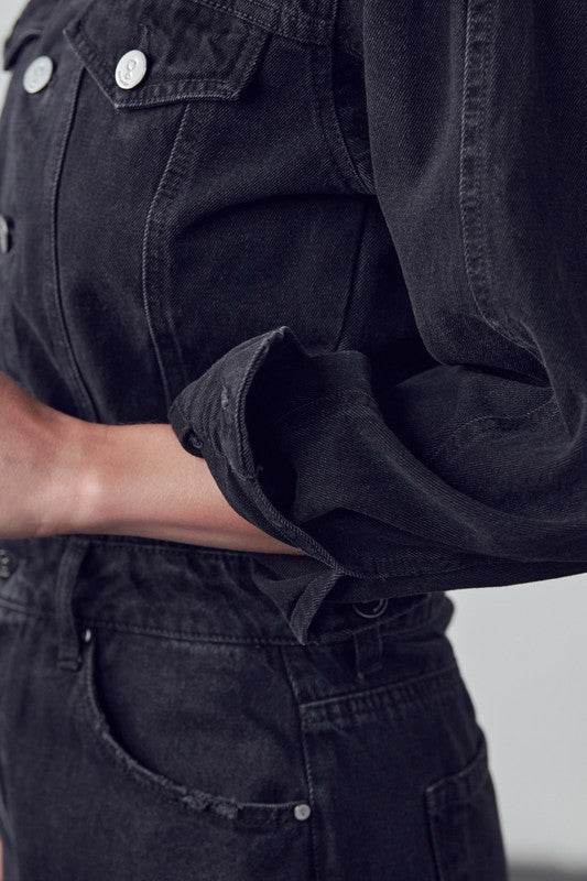 High Waist Flap Pocket Half Button Denim Jumpsuit - Shop Style & More | Fresh Looks, Everyday Deals & Free Shipping