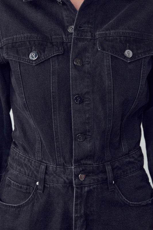 High Waist Flap Pocket Half Button Denim Jumpsuit - Shop Style & More | Fresh Looks, Everyday Deals & Free Shipping