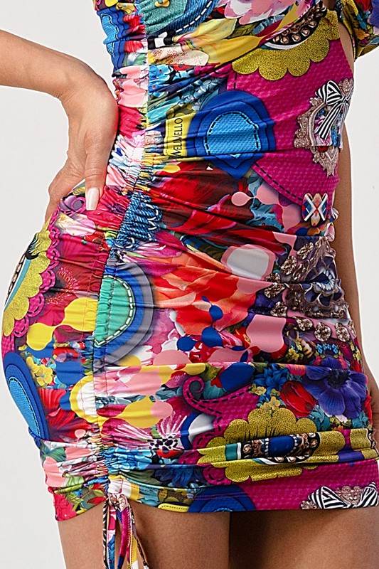 PRINTED ONE SHOULDER MINI DRESS - Shop Style & More | Fresh Looks, Everyday Deals & Free Shipping