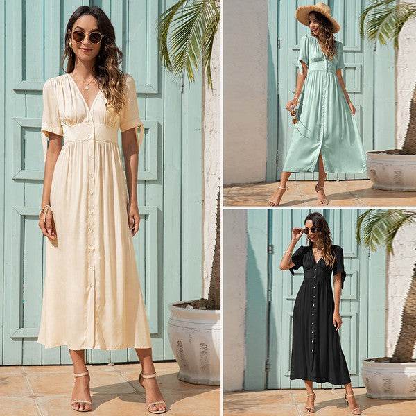 Maxi Dress with buttons on the front - Shop Style & More | Fresh Looks, Everyday Deals & Free Shipping