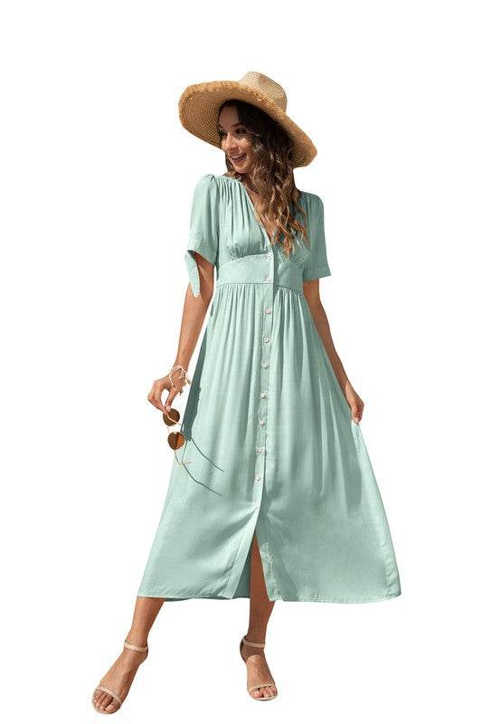 Maxi Dress with buttons on the front - Shop Style & More | Fresh Looks, Everyday Deals & Free Shipping