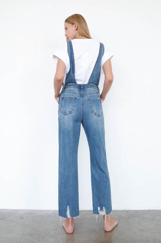 High Waist Ripped Straight Denim Overall Jumpsuit - Shop Style & More | Fresh Looks, Everyday Deals & Free Shipping