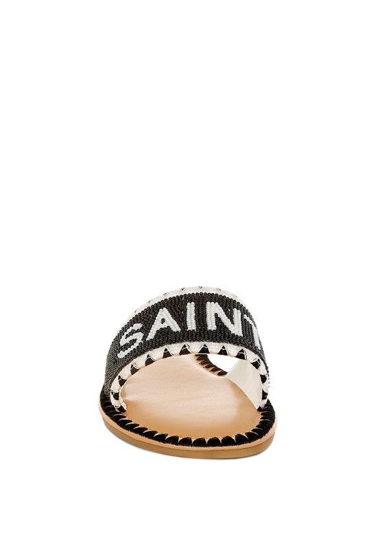 Luxe Getaway Beaded Saint Tropez Flat Slip Ons - Shop Style & More | Fresh Looks, Everyday Deals & Free Shipping