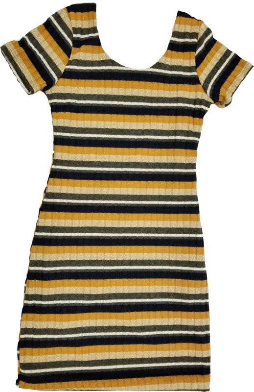 KIDS RIB STRIPE SHORT SLEEVE DRESS - Shop Style & More | Fresh Looks, Everyday Deals & Free Shipping