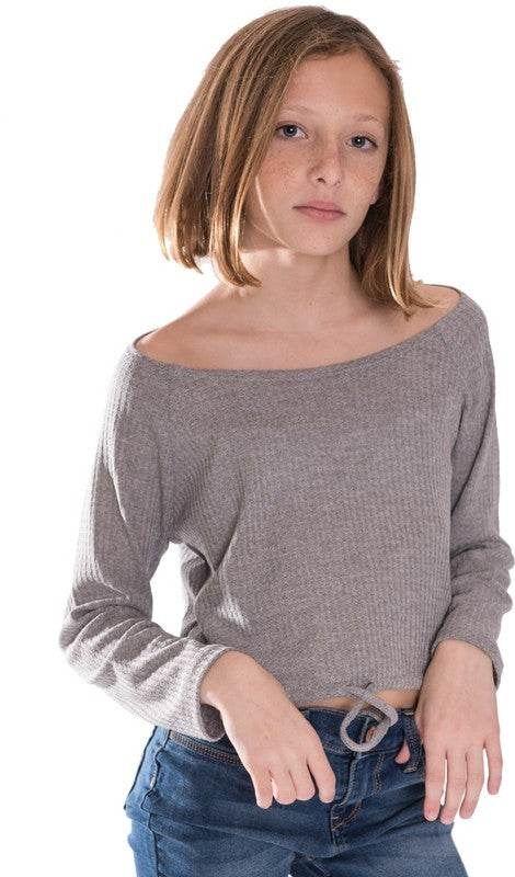 KIDS WAFFLE OFF THE SHOULDER TOP - Shop Style & More | Fresh Looks, Everyday Deals & Free Shipping