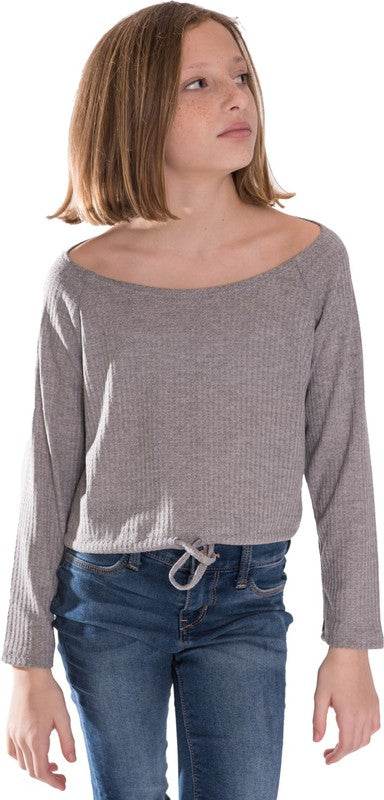 KIDS WAFFLE OFF THE SHOULDER TOP - Shop Style & More | Fresh Looks, Everyday Deals & Free Shipping