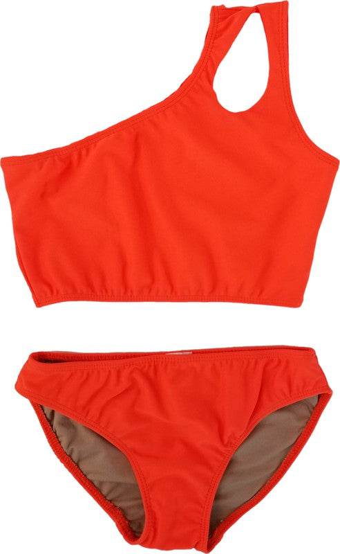 GIRL'S TWO PIECE ONE SHOULDER BATHING SUIT - Shop Style & More | Fresh Looks, Everyday Deals & Free Shipping