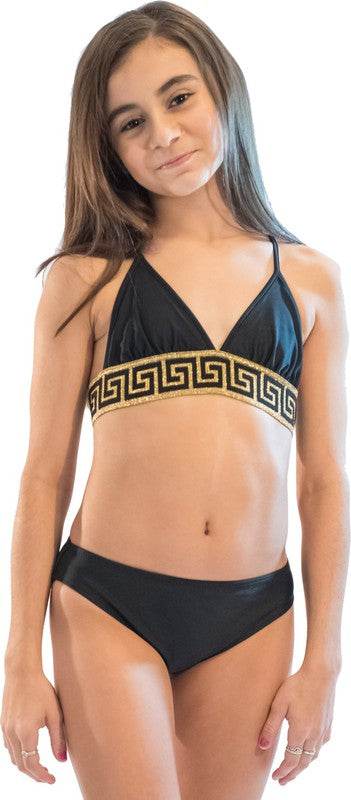 GIRL'S TWO PIECE GOLD TRIM BATHING SUIT - Shop Style & More | Fresh Looks, Everyday Deals & Free Shipping
